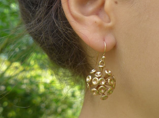 Discosphaera Coccolithophore earrings in Natural Bronze