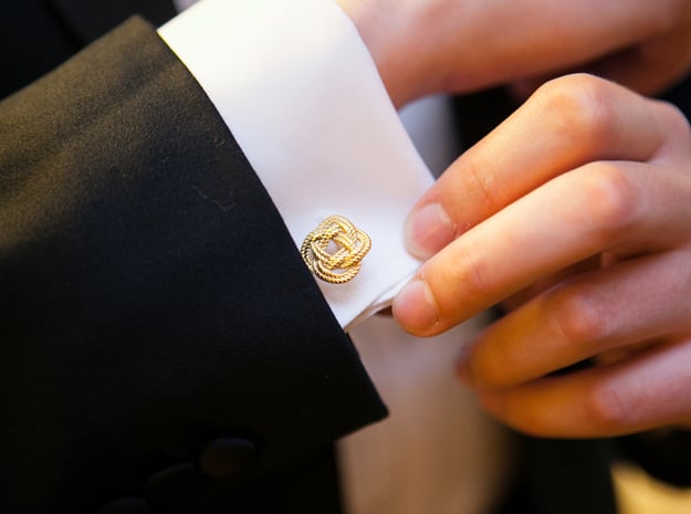Nautical Turk's Head Knot Cufflinks in 18k Gold Plated Brass