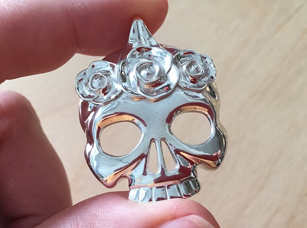 Skull with Rose Crown Charm