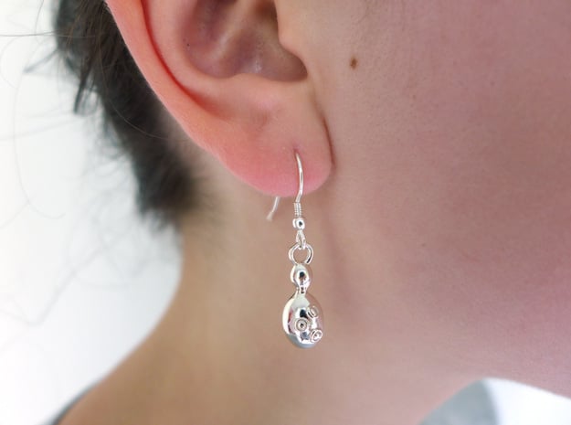 Saccharomyces Yeast Earrings - Science Jewelry in Polished Silver