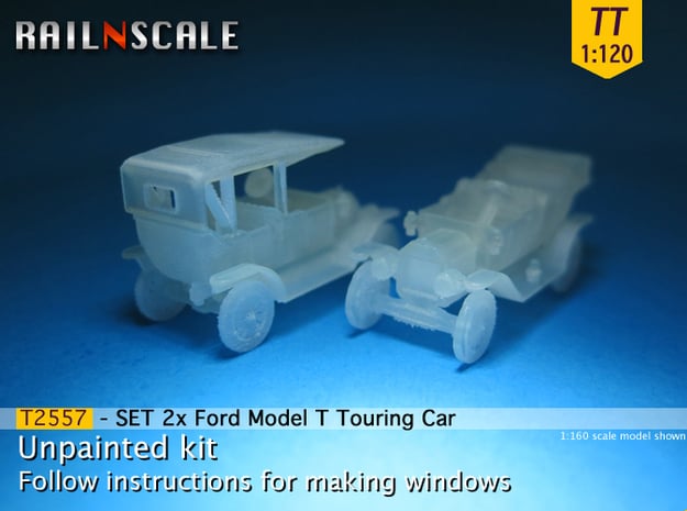 SET 2x Ford Model T (TT 1:120) in Smooth Fine Detail Plastic