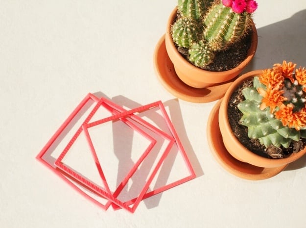 Interlocking Square Bracelets Small in Red Processed Versatile Plastic