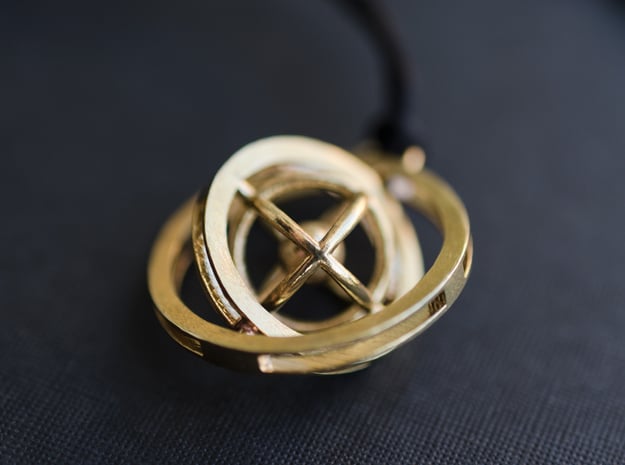 Double Rotating Planet - Time turner inspired in Natural Brass (Interlocking Parts)