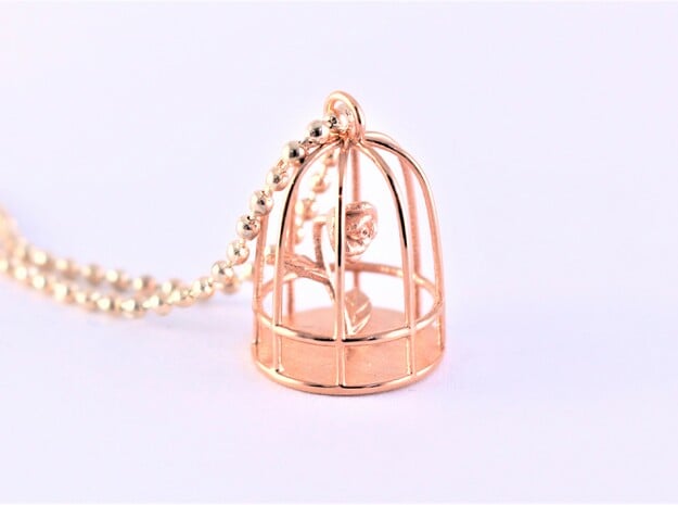 Beauty & the Beast inspired Rose In Cage Pendant