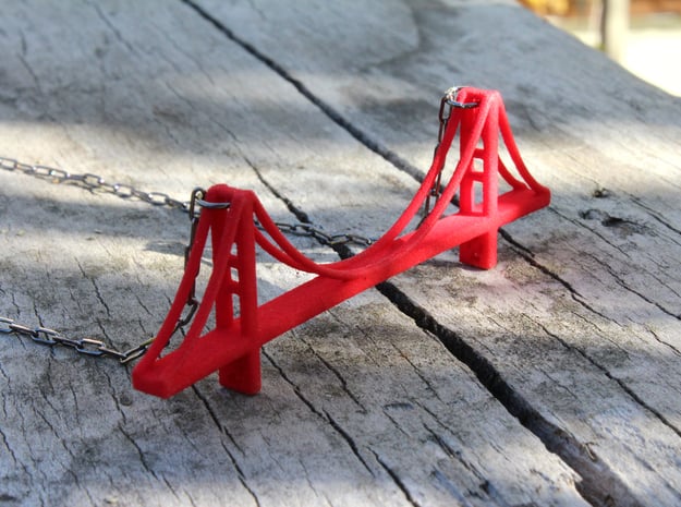Golden Gate Bridge Pendant in Red Processed Versatile Plastic