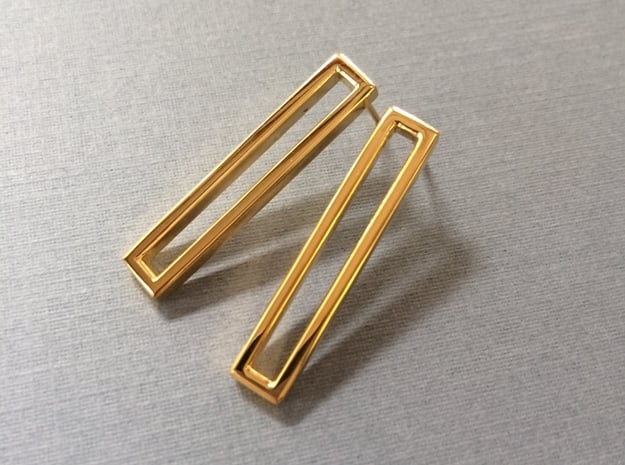 Long Geometric Stud Earrings - Minimalist Design
