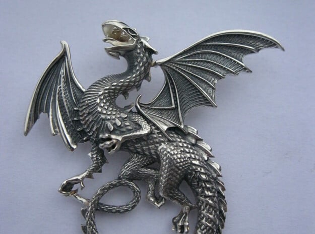 Whitby wyrm dragon pendant