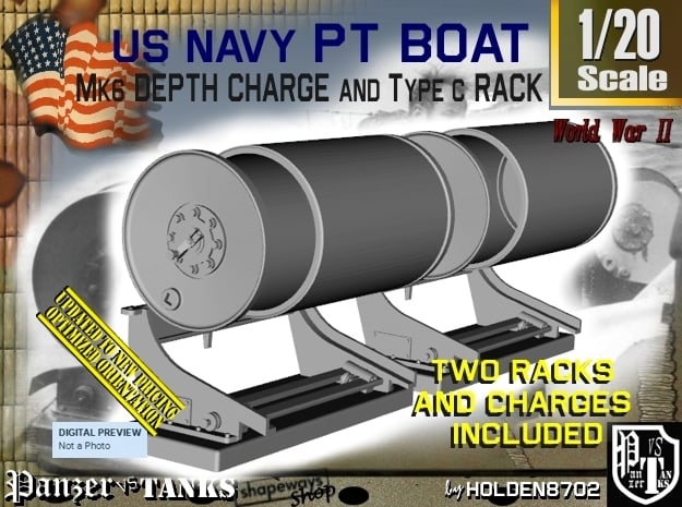 1/20 PT Boat Deep Charge w Rack Set001