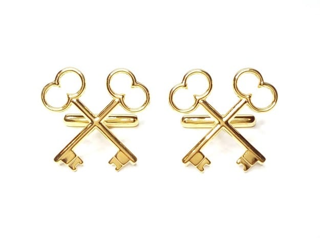 The Society of the Crossed Keys Cufflinks in Polished Gold Steel
