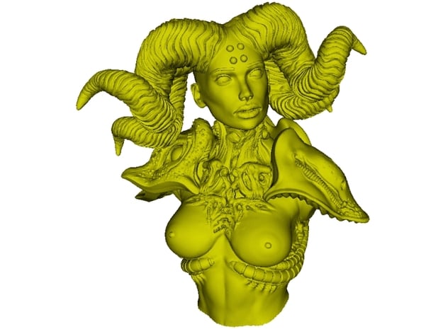 1/9 scale Devil's priestess with horns bust