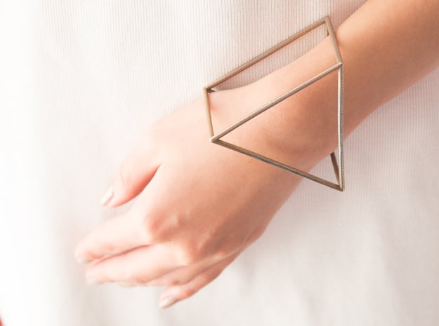 Triangle Bracelet - Medium in Polished Bronzed Silver Steel