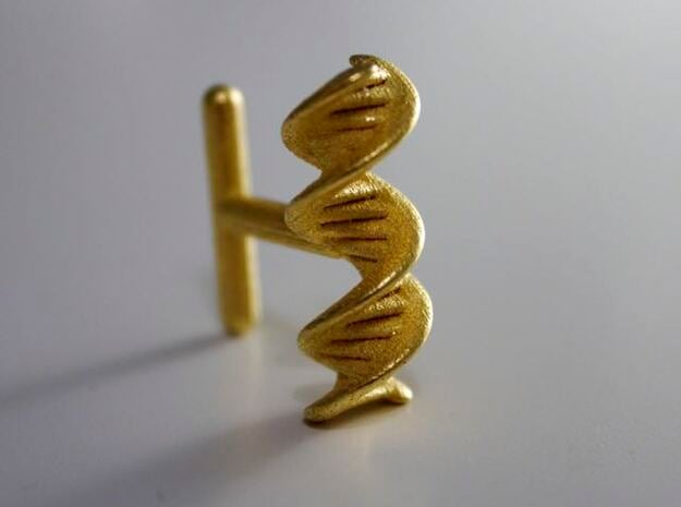 DNA helix cufflink in Polished Gold Steel