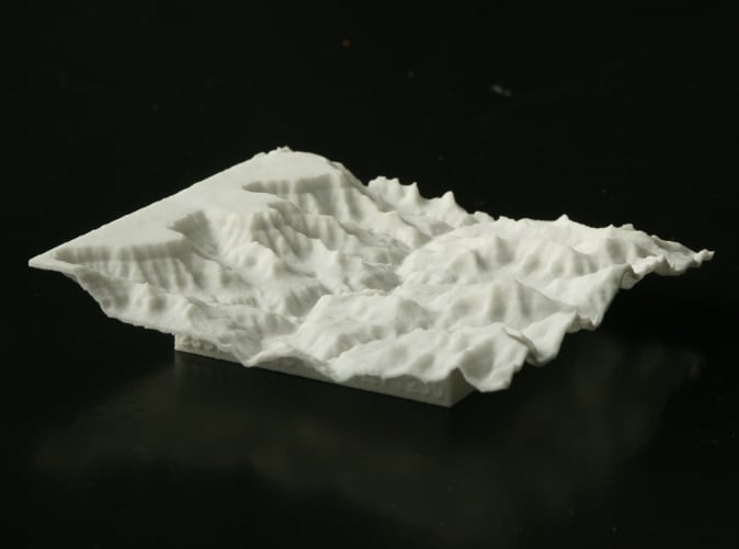 Photo of 3" model, looking WSW; at left is the South Rim.