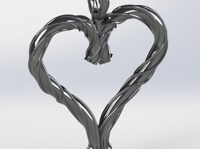 Rendered Image of Tangled Heart Pendant