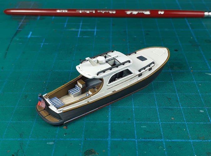 Handcrafted Yacht Boat Model White 1/160 Scale Resin Model 