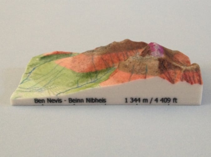 Photo of Ben Nevis - Relief model (note: new height of Ben Nevis of 1 345 m is now printed on the model) 