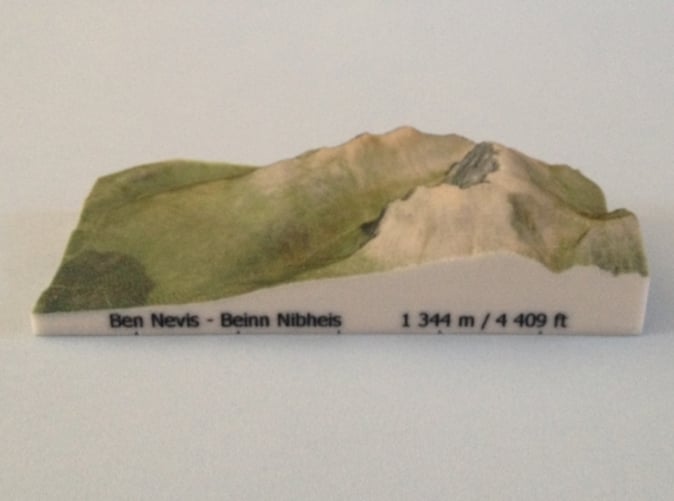 Photo of Ben Nevis - Photo model (note: new height of Ben Nevis of 1 345 m is now printed on the model)