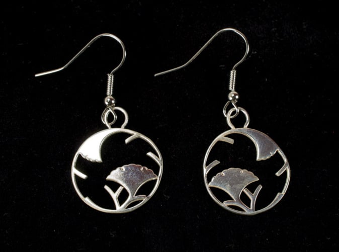 Printed in silver glossy, earring wires added