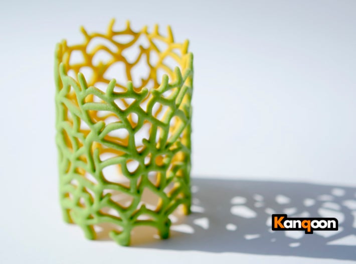 Coraline Tealight Green/Yellow Sandstone 3d printed Full Color Sandstone printed