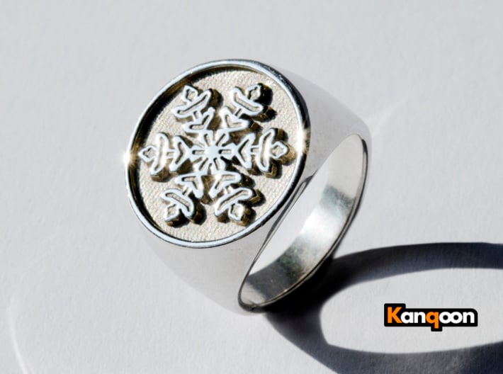 Snowflake - Signet Ring 3d printed Snowflake - US 9 - Signet Ring Polished Silver printed