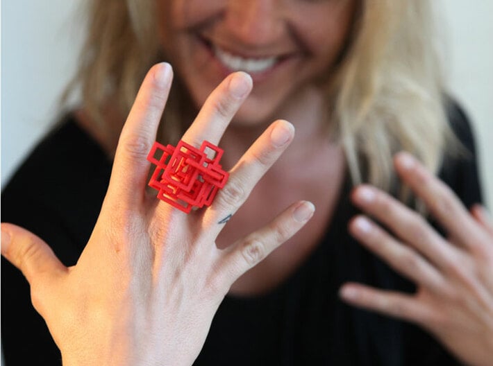Open SquareRing size 8 3d printed 