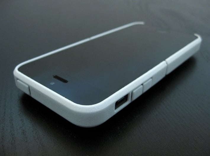 Cariband case for iPhone 5/5s, "holds stuff" 3d printed White Strong & Flexible POLISHED, Front, angle left