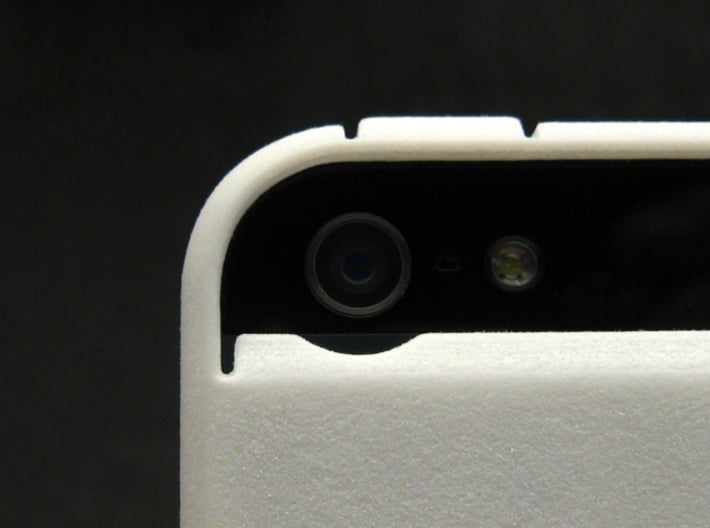 Cariband case for iPhone 5/5s, "holds stuff" 3d printed White Strong & Flexible POLISHED, Back, camera detail