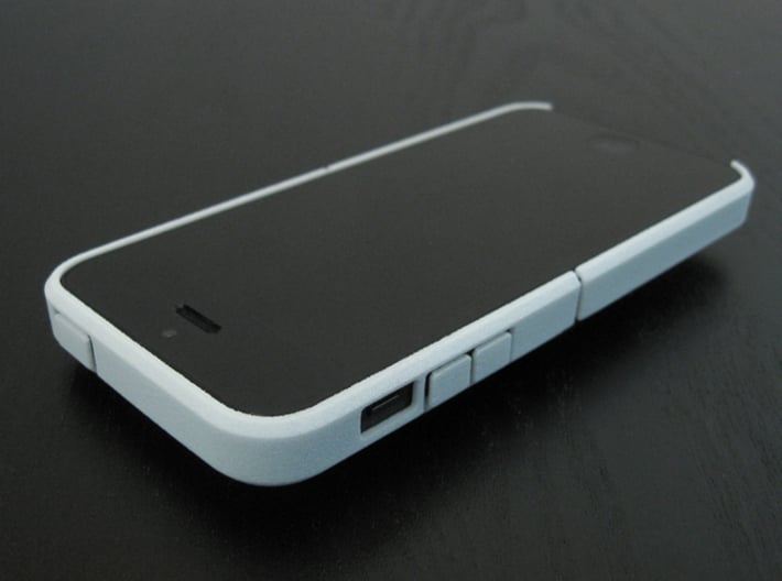 Cariband case for iPhone 5/5s, "holds stuff" 3d printed White Strong & Flexible, Front and Top, left angle view