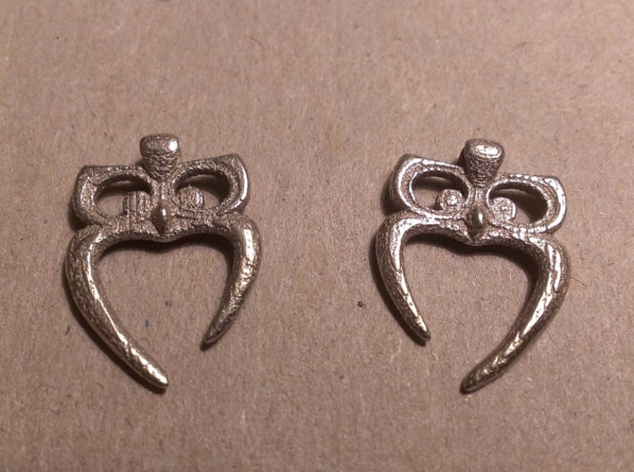 Owl Heart Earrings 3d printed Stainless Steel