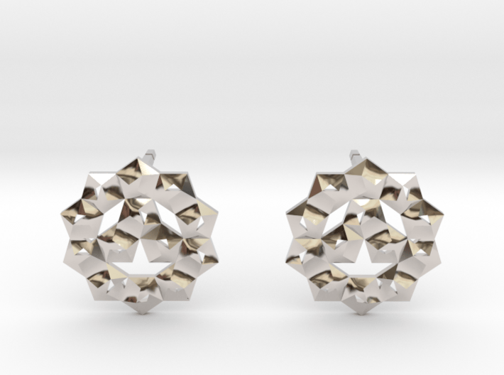 Faceted Circle Earring 3d printed