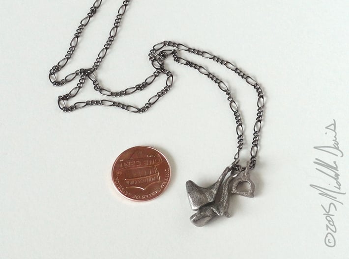 Ear Bone Ossicle Pendants (Right) 3d printed Does not come with chain, penny used for size reference.