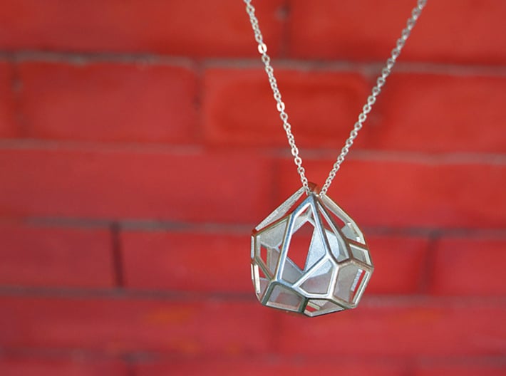 Droplet Pendant 3d printed Pendant in Polished Sterling Silver Finish