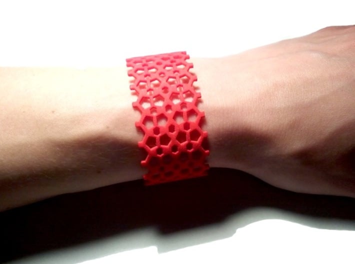 Mosaic Bracelet 3d printed Coral Red S&F