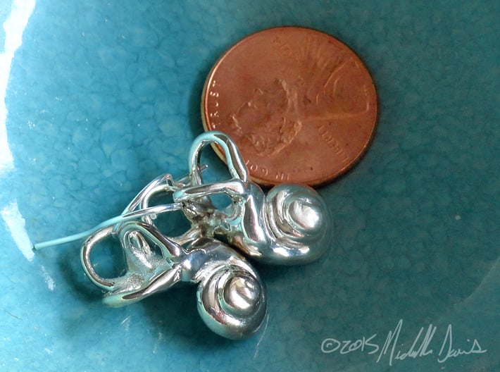 Inner Ear / Cochlea Earring Pair (left & right) 3d printed No earring hooks included.