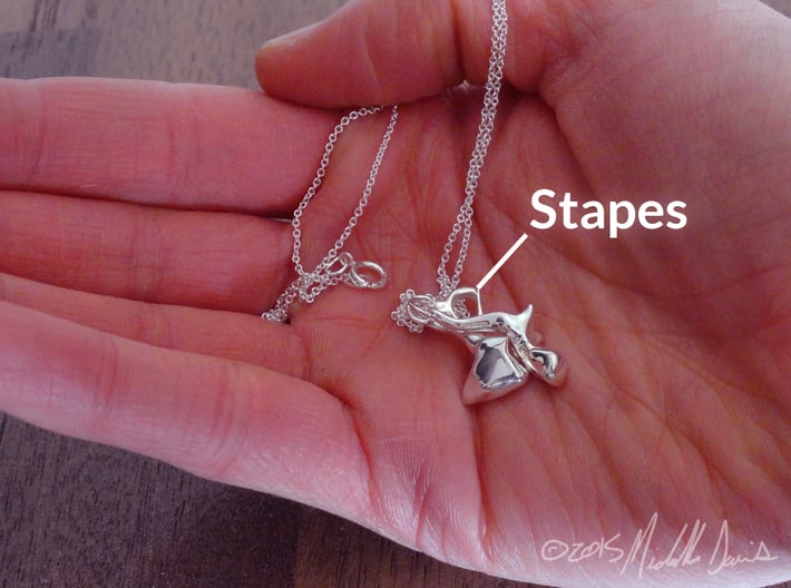 Ossicle Pendant - Stapes (right sided) 3d printed IMPORTANT: This listing is for the stapes ONLY