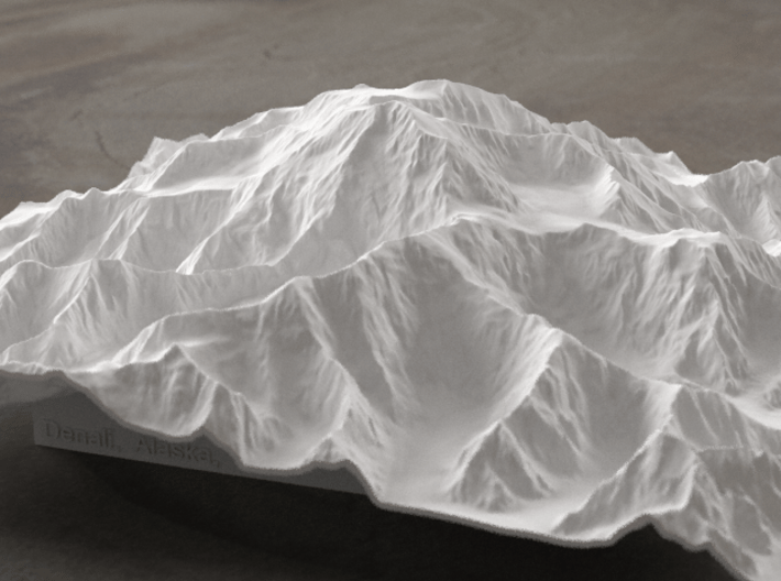 8'' Denali, Alaska, USA 3d printed Radiance rendering of the model, viewed from the South