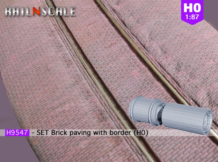 SET Brick paving with border (H0) 3d printed 
