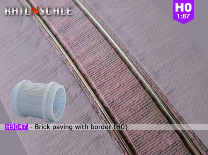 Brick paving with border (H0) 3d printed