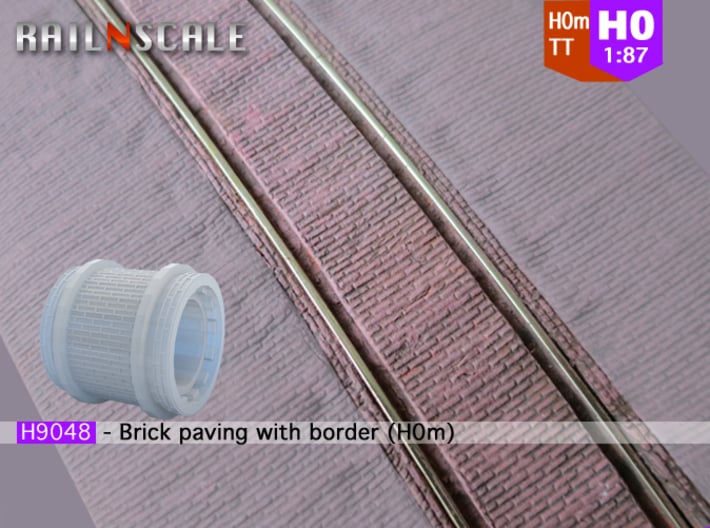 Brick paving with border (H0m) 3d printed 