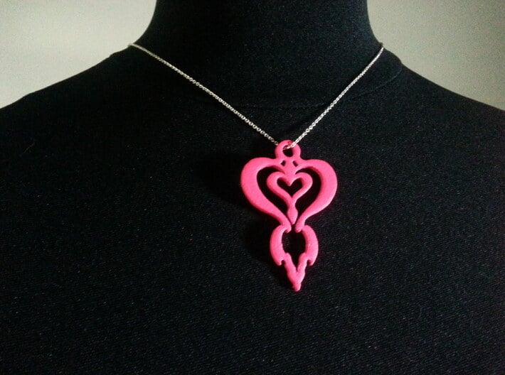 Downloadable,Your heart in my heart 3d printed This pendant is painted by me and the color may vary if you order the pink color. 