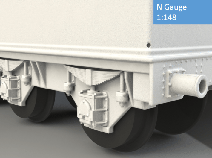 GWR Collett 4000 gal tender, motor cutout, N Gauge 3d printed Axle box and spring detail