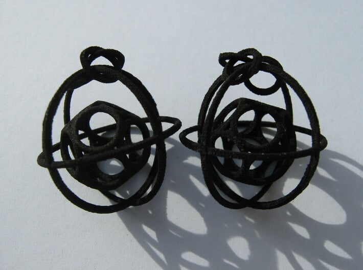 Caged Moebius Earrings 1 3d printed