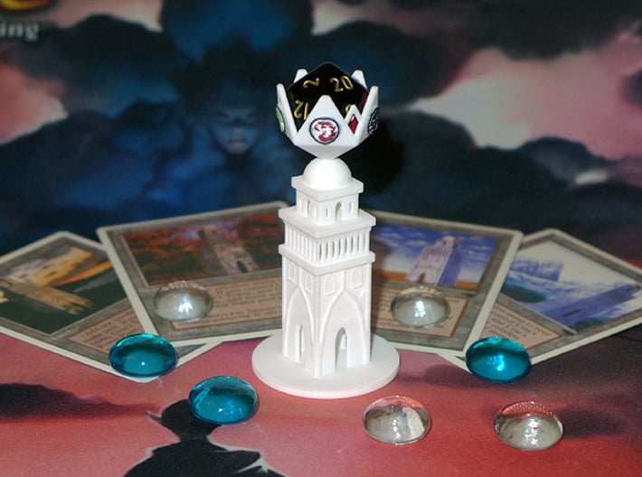 Urza's Tower D20 Holder 3d printed WSF Polished and Painted
