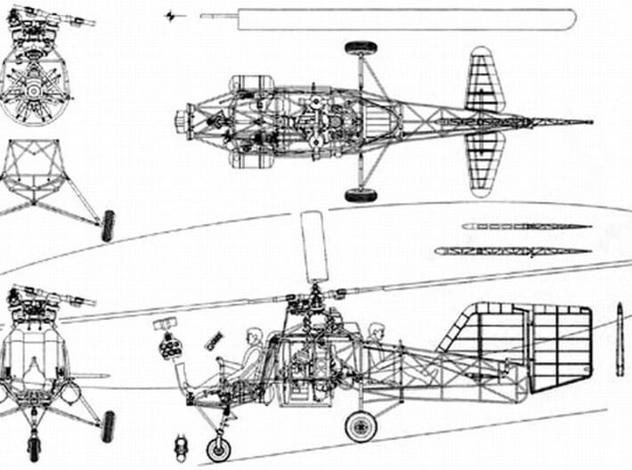 1/18 scale Flettner Fl-282 V21 Kolibri model kit 3d printed 