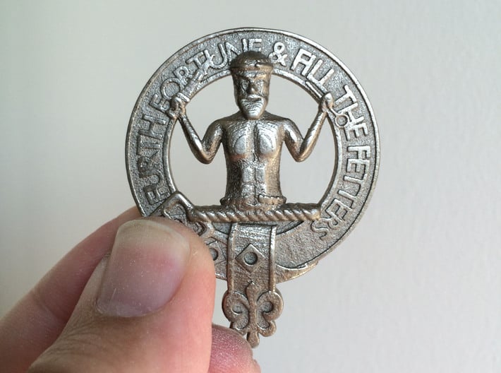 Clan Murray plaque 3d printed Printed by Shapeways in polished nickel steel