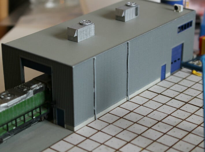 N Scale Train Maintenance Building 3d printed Workshop building in White Strong&amp;Flexible (painted)