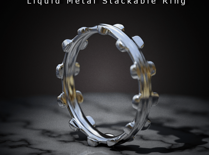 Liquid Metal Stackable Ring 3d printed 
