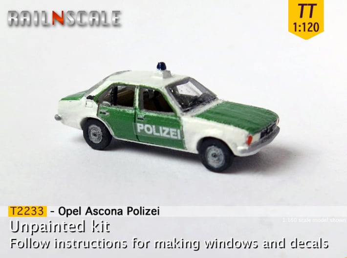 Opel Ascona Polizei (TT 1:120) 3d printed