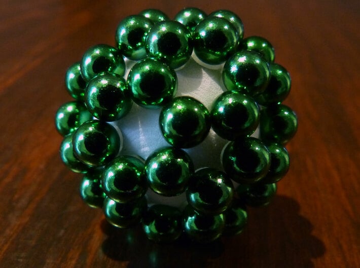 Spherical magnet buckyball scaffold 3d printed