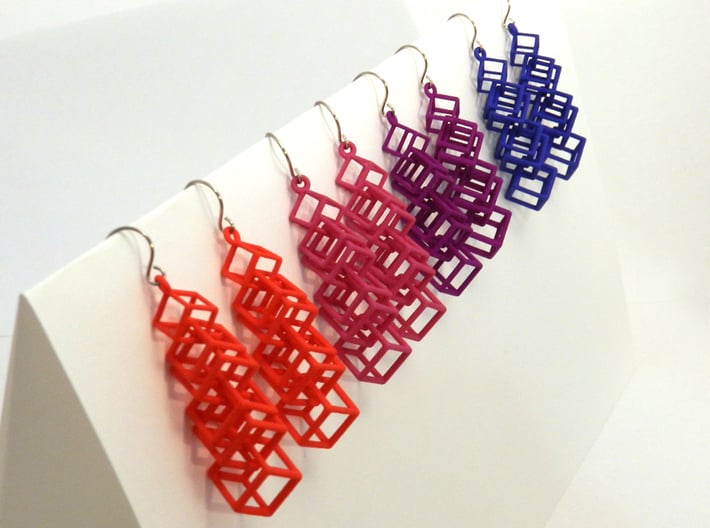 Cubes Earrings 3d printed 